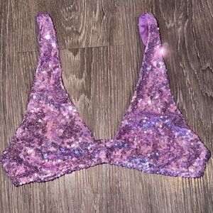 Purple Sequin Bralette Top – Size Medium – Sparkly Festival/Party Top